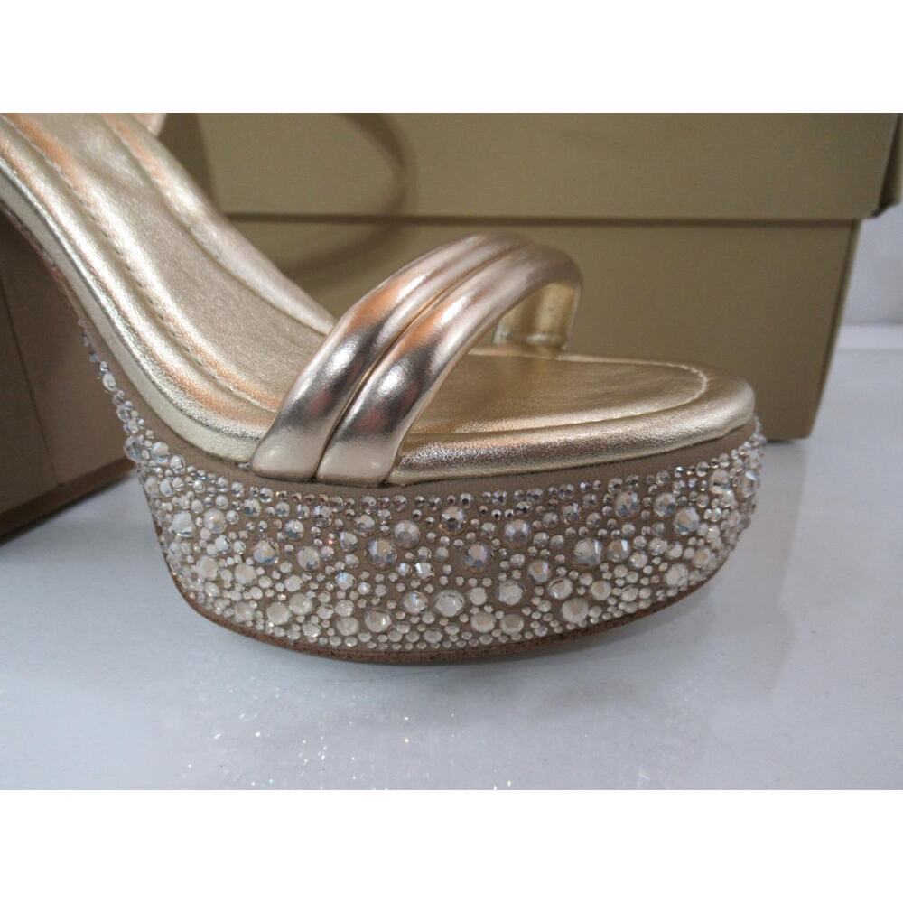Michael Kors Laci Embellished Metallic Leather Platform Sandal Pale Gold Size 8 - Picture 8 of 10